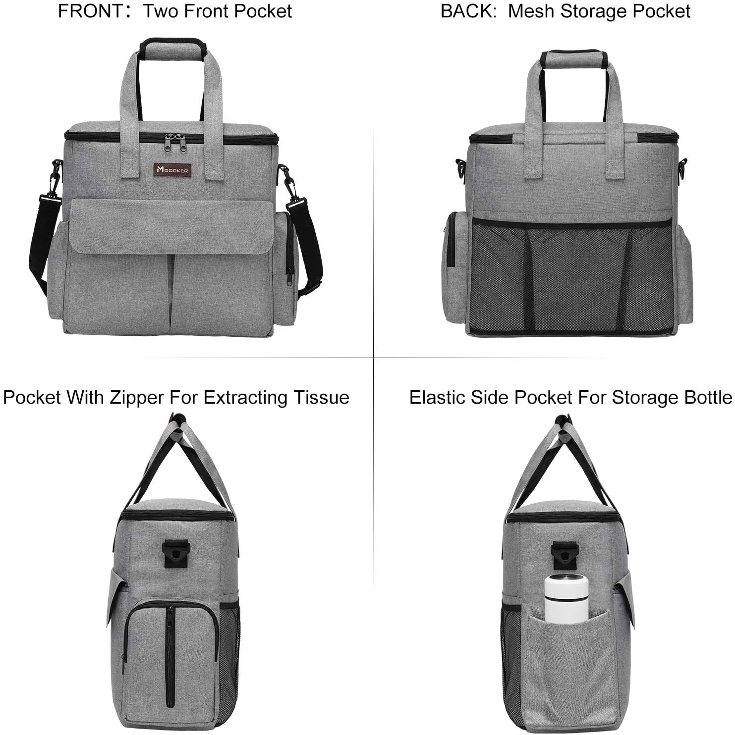 Professional Pet Travel Bag: Airline-Approved Weekend Set for Dogs and Cats with Multi-Functional Pockets, Two Food Storage Containers, Two Collapsible Bowls, and One Feeding Mat (Grey)
