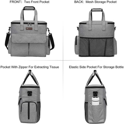Professional Pet Travel Bag: Airline-Approved Weekend Set for Dogs and Cats with Multi-Functional Pockets, Two Food Storage Containers, Two Collapsible Bowls, and One Feeding Mat (Grey)